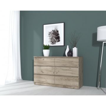 Comoda MP6 6S,130x44x80 cm, Stejar K002