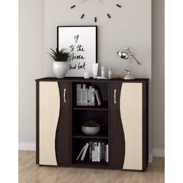 Comoda Tineret, 120x45x95 cm, Wenge+Mesteacan