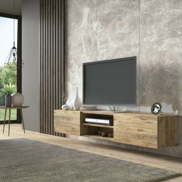 Comoda TV FRN-12010, 150x30x30 cm, Pal Melaminat, Stejar