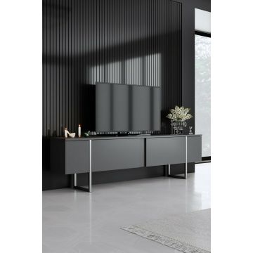 Comoda TV Luxe - 180x30x50 cm, Pal Melaminat, Antracit/Argintiu