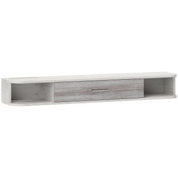 HOMCOM Mobilier TV Suspendat cu 2 Rafturi Deschise și un Dulăpior cu Ușă Rabatabilă, 120x26x16 cm, Gri | Aosom Romania