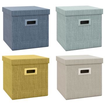 HOMCOM Set de 4 Cutii pentru Dulap din Țesătură cu Capac, Organizator Pliabil pentru Dulap, 30x30x29 cm, Multicolor | Aosom Romania