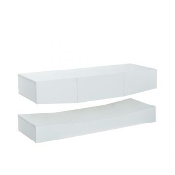 Mobilier TV Suspendat Modern cu Iluminare LED, 3 Rafturi, din PAL, 180x40 cm - Dulap TV Special, Alb