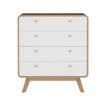 Comodă albă/în culoare naturală înaltă cu aspect de lemn de stejar 80x88 cm Caitlin – Støraa