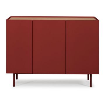 Comodă roșie joasă cu aspect de lemn de stejar 110x85 cm Arista – Teulat