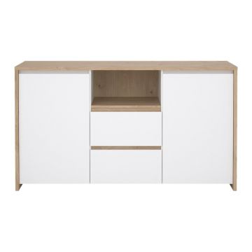 Comodă albă-în culoare naturală cu aspect de lemn de stejar 149x84x48 cm Next – Tvilum