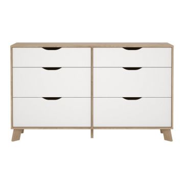 Comodă albă-în culoare naturală cu aspect de lemn de stejar 156x92x40 cm Ikast – Tvilum