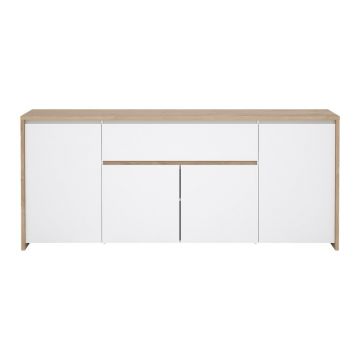 Comodă albă-în culoare naturală cu aspect de lemn de stejar 197x84x48 cm Next – Tvilum