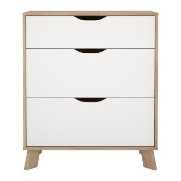 Comodă albă-în culoare naturală cu aspect de lemn de stejar 79x92x40 cm Ikast – Tvilum
