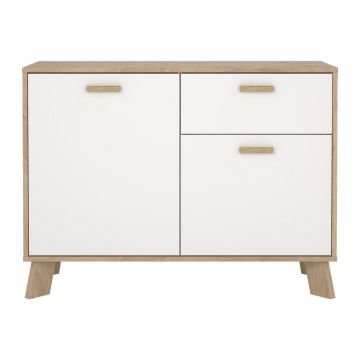 Comodă albă-în culoare naturală cu aspect de lemn de stejar 99x73x39 cm Ikast – Tvilum