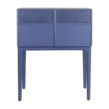 Comodă albastră cu aspect de lemn de stejar 80x100x45 cm June – Zuiver