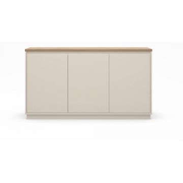 Comodă bej cu aspect de lemn de stejar 152x84x40 cm Loreta – Marckeric