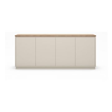 Comodă bej cu aspect de lemn de stejar 201x84x40 cm Loreta – Marckeric