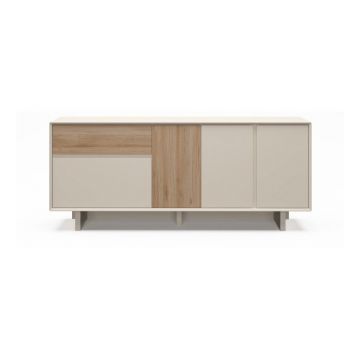 Comodă bej/în culoare naturală cu aspect de lemn de stejar 180x76x45 cm Carpi – Marckeric