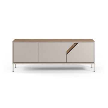 Comodă crem/în culoare naturală cu aspect de lemn de stejar 150x55x35 cm Lilou – Marckeric