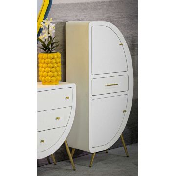 Comoda cu 2 usi Venus, Mauro Ferretti, 60x32x133 cm, MDF/fier, alb/auriu