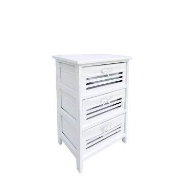 Comoda cu 3 sertare Leny, Bizzotto, 40x29x58 cm, lemn de paulownia/placaj, alb