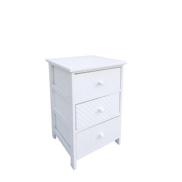 Comoda cu 3 sertare Nadya, Bizzotto, 40x29x58 cm, lemn de paulownia/placaj, alb