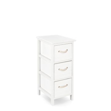 Comoda cu 3 sertare Yvette, Bizzotto, 26x32x62 cm, lemn de paulownia/MDF, alb/natural