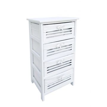 Comoda cu 4 sertare Leny, Bizzotto, 40x29x73 cm, lemn de paulownia/placaj, alb