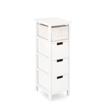 Comoda cu 4 sertare Leonie, Bizzotto, 26x32x80 cm, lemn de paulownia/MDF, alb