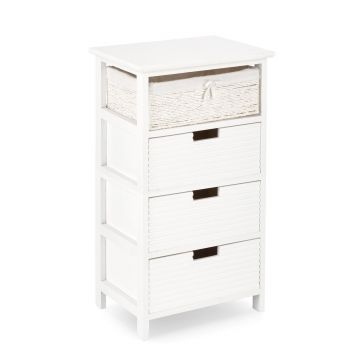 Comoda cu 4 sertare Leonie, Bizzotto, 40x29x73 cm, lemn de paulownia/MDF, alb
