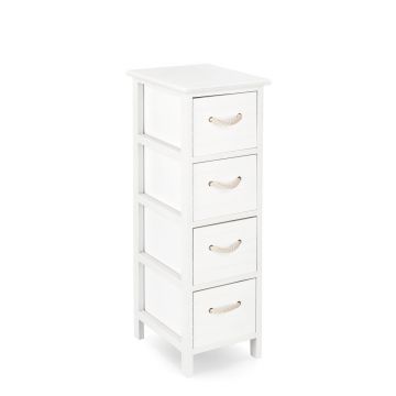 Comoda cu 4 sertare Yvette, Bizzotto, 26x32x80 cm, lemn de paulownia/MDF, alb/natural