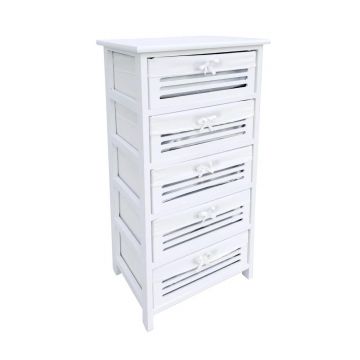 Comoda cu 5 sertare Leny, Bizzotto, 40x29x90 cm, lemn de paulownia/placaj, alb