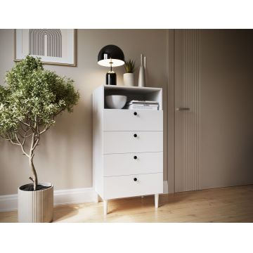 Comoda ELTAP, Dullum, 60x40x115 cm, MDF, alb