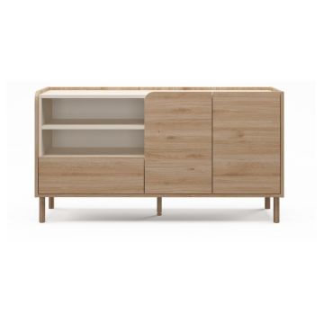 Comodă în culoare naturală cu aspect de lemn de stejar 141x75,5x44 cm Monza – Marckeric