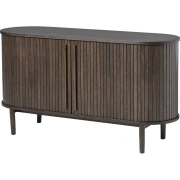 Comodă maro cu aspect de lemn de stejar cu ușă glisantă 140x76x45 cm Meta – Unique Furniture