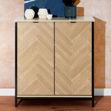Comoda Swen, Homla, 80x40x88 cm, MDF/metal, natur