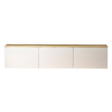 Comodă TV albă/în culoare naturală cu aspect de lemn de stejar 160x35x32 cm Neon – Kalune Design