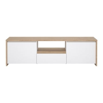 Comodă TV albă-în culoare naturală cu aspect de lemn de stejar 179x52x48 cm Next – Tvilum