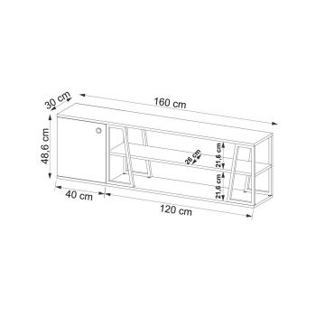 Comoda TV, Arnetti, Lissa Dolapli / Tv Stand, 160x30x48.6 cm, PAL, Safir / Negru