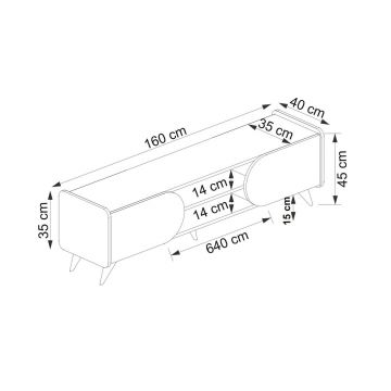 Comoda TV, Arnetti, Mindy Tv 160, 160x40x45 cm, PAL, Safir / Alb
