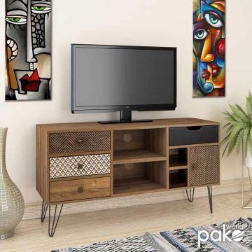 Comoda TV Boho in culoarea nuc 120 x 39 x 64cm