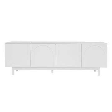 Comodă TV Elegant în Stil Luxos cu Uși Structurate și Rafturi Reglabile, 175x38x56 cm, Alb