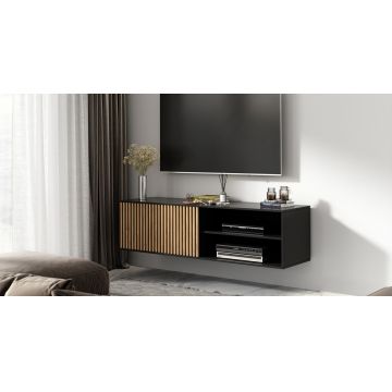 Comoda TV ELTAP, Meorati, 150x40x40 cm, PAL/ABS, negru/maro