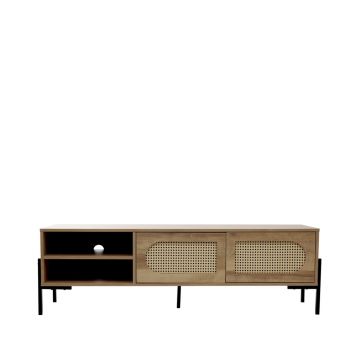Comoda TV Haga, Homla, 140x40x44 cm, MDF/metal, natur