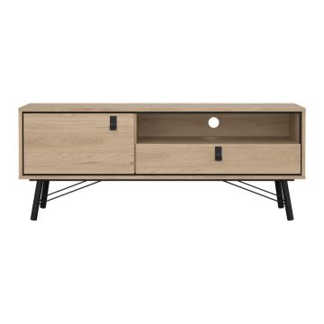 Comodă TV în culoare naturală cu aspect de lemn de stejar 150x60x40 cm Ry – Tvilum