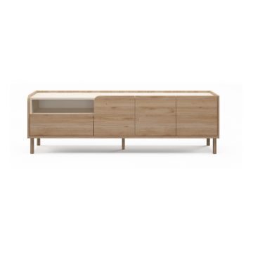 Comodă TV în culoare naturală cu aspect de lemn de stejar 180x55,5x44 cm Monza – Marckeric