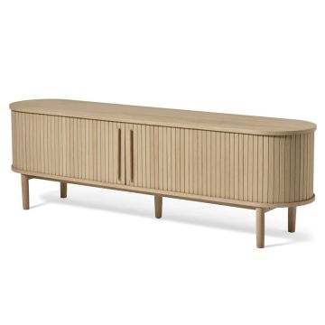 Comodă TV în culoare naturală cu aspect de lemn de stejar 180x56x40 cm Meta – Unique Furniture