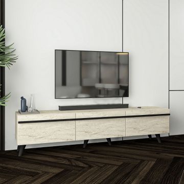 Comoda TV, Inarch, Amsterdam Style, Travertin / Negru