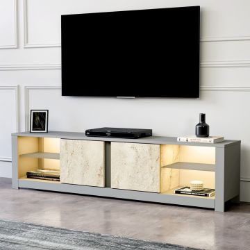 Comoda TV, Inarch, Aydos, Gri / Travertin