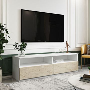Comoda TV, Inarch, Centra, Alb / Travertin