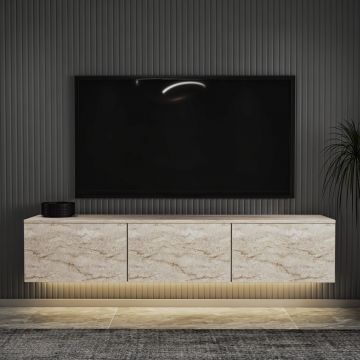 Comoda TV, Inarch, Neon Illuminated, Travertin