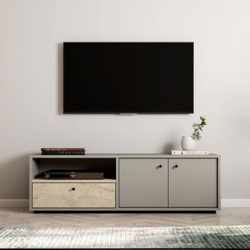 Comoda TV, Inarch, Pao, Gri / Travertin