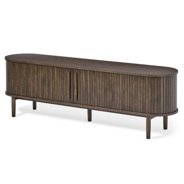 Comodă TV maro cu aspect de lemn de stejar 180x56x40 cm Meta – Unique Furniture