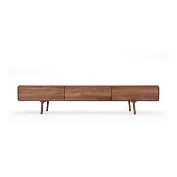 Comodă TV maro din lemn de stejar 220x45x45 cm Fawn – Gazzda